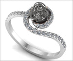Swirl Ring with Rose Flower Thin Ring, Engagement Ring, 18K Unique Diamond Celtic Ring - Lianne Jewelry