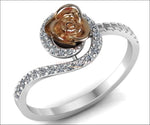Birthday Gift Yellow Rose Engagement Ring 18K Floral Ring Art Nouveau Floral ring Birthday Gift For Her - Lianne Jewelry