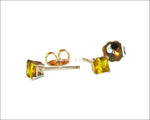 14K Gold Yellow Studs Princess Earrings Girls Sapphire Square Earrings Studs Minimalist Earrings Earrings - Lianne Jewelry