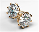 1.50 carat Studs Classic Celtic Earrings Diamond Earrings Stud Earrings Studs 14K or 18K Rose gold 8 prongs Earrings Gift - Lianne Jewelry