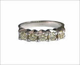 14K Half Carat White Gold 5 Diamond Vintage Ring Natural Fancy Light Yellow Diamonds - Lianne Jewelry