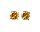 Topaz Stud Earrings Yellow Earrings Yellow Studs bridesmaid Gift Stud Earrings 7mm Yellow or White Gold Love Gift Birthday Gift - Lianne Jewelry