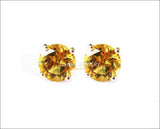Yellow Earrings Topaz Stud Earrings Yellow Studs bridesmaid Gift Stud Earrings 6mm White Gold Love Gift Birthday Gift - Lianne Jewelry