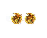 Big Topaz Earrings Yellow Studs bridesmaid Gift Stud Earrings 8mm Yellow or White Gold Love Gift Birthday Gift - Lianne Jewelry
