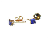 Sapphire studs Princess shape Earrings Girls Earrings Square 14K Gold Studs Minimalist Earrings Earrings September BirthstoneS - Lianne Jewelry