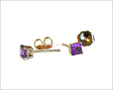 Princess Purple Sapphire stud Earrings Girls Earrings 14K Gold Studs Minimalist Squarish Earrings Earrings - Lianne Jewelry