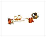 Square Orange Studs Princess Stud Earrings Girls Sapphire Earrings 14K Gold Studs Minimalist Earrings Earrings - Lianne Jewelry