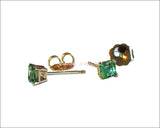 Emerald Studs Princess Earrings Girls Green Square Earrings 14K Gold Studs Minimalist Earrings Earrings - Lianne Jewelry