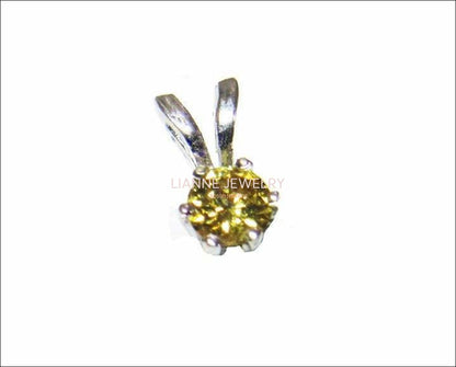 SALE 50% Off - Diamond Pendant Intense Yellow Diamond 14K White Gold - Lianne Jewelry