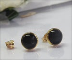 14K Stunning Onyx Stud Earrings Black Earrings Girls Earrings Birthday gift Onyx Earrings Cabochon Earrings Minimalist Earrings 6mm Round - Lianne Jewelry