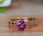 Liquidation, Engagement Ring Solitaire Ring Boho ring Synthetic Red Pink stone Silver July birthstone - Lianne Jewelry