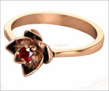 Lotus Ring, White Gold Ruby Flower Ring Lotus Ring Art Nouveau unique Engagement ring Flower ring Red Floral ring 18K Yellow gold - Lianne Jewelry