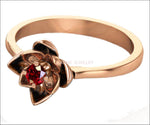 Lotus Ring, Rose Gold Ruby Flower Ring Lotus Ring Art Nouveau unique Engagement ring Flower ring Red Floral ring 18K Yellow gold - Lianne Jewelry