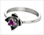 Lotus Ring, Amethyst Flower Ring Lotus Ring Purple Flower Ring 18K Yellow gold - Lianne Jewelry