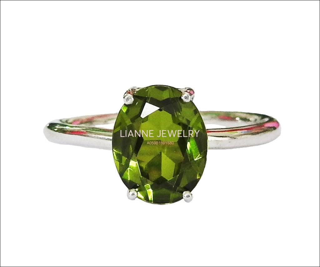 50% Off Clearance Sale Peridot Oval Solitaire Ring, Green Ring - Lianne Jewelry