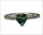 50% Liquidation SALE, Solitaire Heart Ring Silver Emerald Ring Green Heart Ring Unique Engagement Ring Lovers Ring - Lianne Jewelry