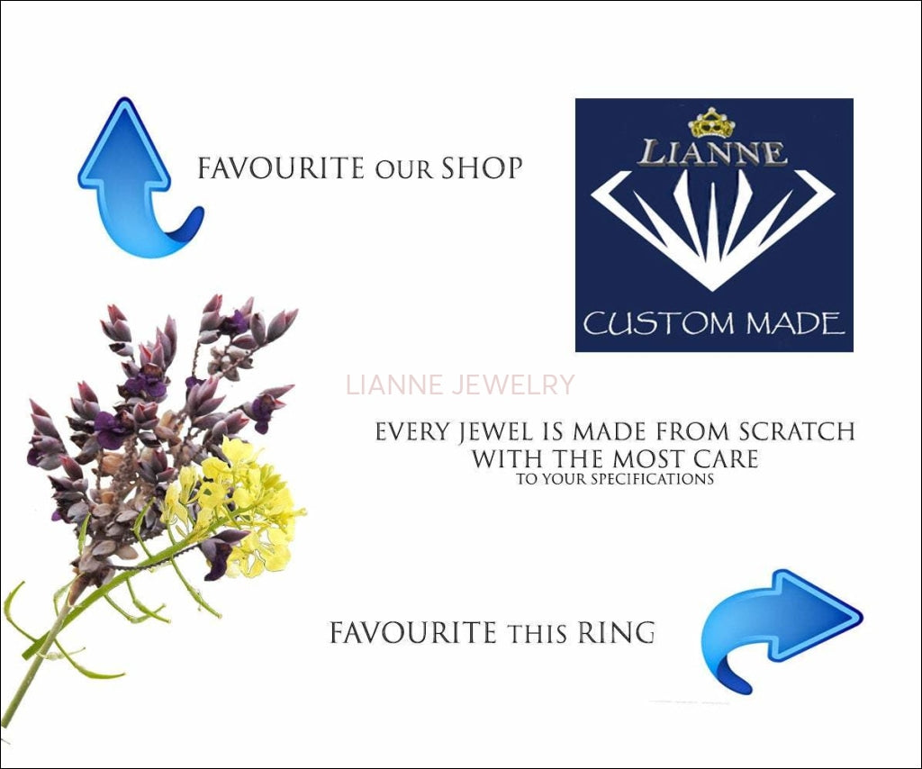 18K White gold Flower Ring Solitaire Flower Ring Leaves Ring Promise Ring Unique Engagement Ring - Lianne Jewelry