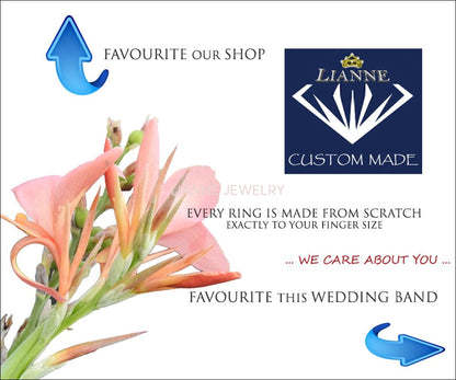 Filigree Wedding Band Milgrain gold ring Flower band floral ring Birthday Gift  in 14K or 18K Rose gold 6 accents - Lianne Jewelry