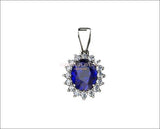 Pendant Sapphire Pendant 18K White gold Oval Pendant Diamonds D E VVS  Minimalist pendant - Lianne Jewelry
