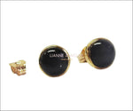 14K Stunning Onyx Stud Earrings Black Earrings Girls Earrings Birthday gift Onyx Earrings Cabochon Earrings Minimalist Earrings 6mm Round - Lianne Jewelry