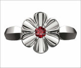 Leaves Engagement Ring 18K White gold Flower Ring with Ruby Solitaire Flower Ring Leaves Ring Promise Ring Unique Engagement Ring - Lianne Jewelry