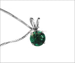 Girlfriend gift Necklace Emerald Pendant 3mm 3.5mm 4 mm 4.5mm 5 mm in 14K gold including 16.5" chain  Minimalist pendant - Lianne Jewelry