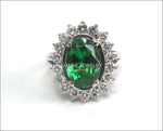 Exclusive Tsavorite Vintage Ring, Oval Halo Ring, 18 Diamonds, Certified Stone - Lianne Jewelry