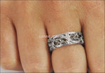 18K White gold Flower Band Wedding Band Unique Botanical Jewelry, Leaves Band - Lianne Jewelry
