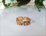 18K White gold Amethyst eaves Band Purple Filigree Ring Milgrain Twig Ring - Lianne Jewelry