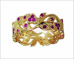 18K Yellow gold Amethyst eaves Band Purple Filigree Ring Milgrain Twig Ring - Lianne Jewelry