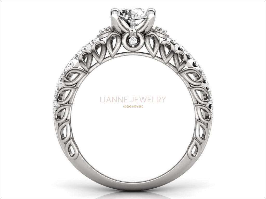 18K Filigree 1.33 ct Diamond Engagement, Unique Engagement Ring, Braided Ring, Swirl Trellis Ring - Lianne Jewelry