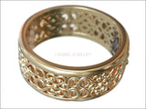14K Solid Gold Filigree Band Ring Celtic Anniversary Ring - Lianne Jewelry