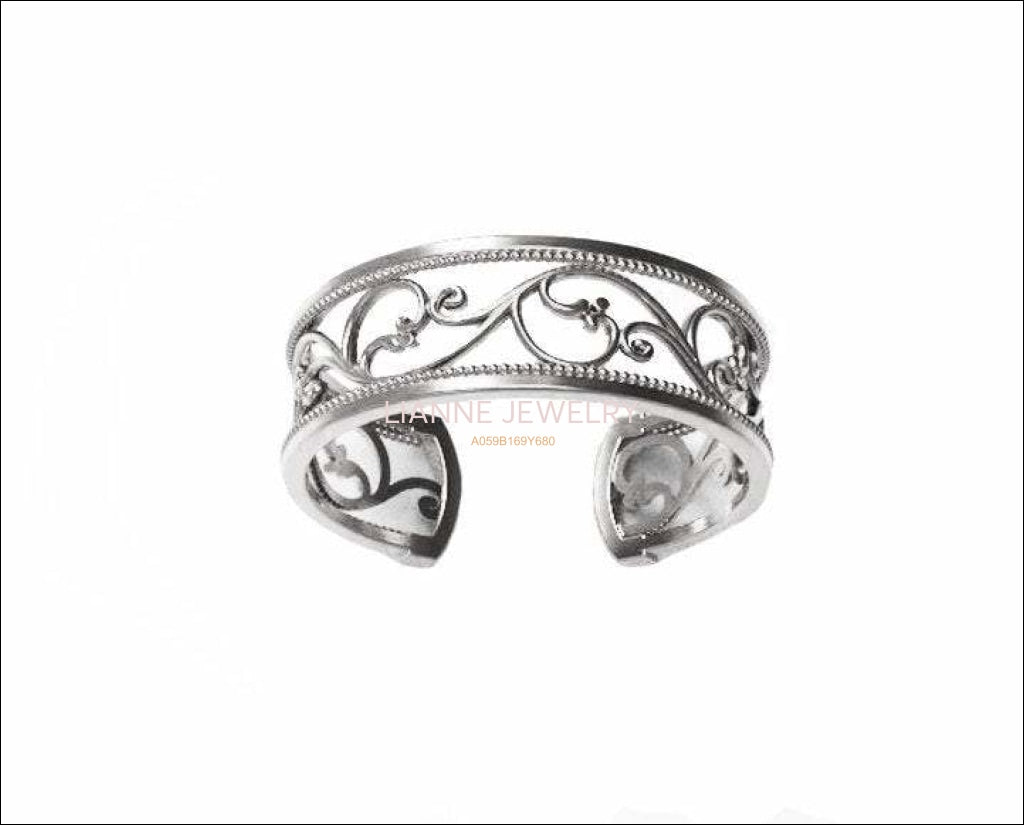 Filigree Engagement Ring, 14K White gold Milgrain Wedding Band, wedding ring, Filigree Band, Anniversary Band - Lianne Jewelry