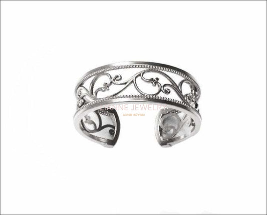 Filigree Engagement Ring, 14K White gold Milgrain Wedding Band, wedding ring, Filigree Band, Anniversary Band - Lianne Jewelry