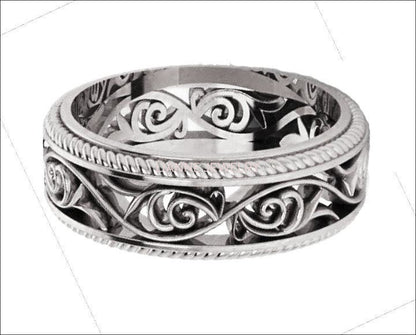 Plumeria Ring 18K Rose Gold Filigree Band Milgrain wedding band Unique Ring - Lianne Jewelry