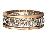 14K Wedding Band Ornament Ring Celtic Ring Flower Ring Milgrain Edwardian Ring - Lianne Jewelry