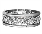 14K Wedding Band Ornament Ring Celtic Ring Flower Ring Milgrain Edwardian Ring - Lianne Jewelry