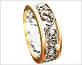 Men's 14K Wedding Band Ornament Ring Celtic Ring Flower Ring Milgrain Edwardian Ring - Lianne Jewelry