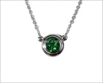 Emerald Pendant Round Pendant Top Quality Chatham Emerald 14K White gold May Birthstone - Lianne Jewelry