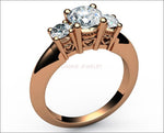 3 stone Diamond Engagement Ring, Heart Filigree Ring, 1 carat Engagement Ring, 18K Diamond Ring - Lianne Jewelry