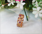 Purple Filigree Leaves Band 18K Rose gold Amethyst Milgrain Twig Ring Gift for Her - Lianne Jewelry