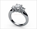 18K Heart Filigree 3 stone Engagement Ring Milgrain Ring Simulated Diamond Gold Ring - Lianne Jewelry