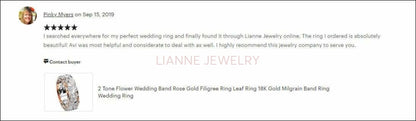 18K Unique Wedding Band Milgrain Band Filigree band Engraved Ring Flower Band Leaf Wedding Band Daughter Gift - Lianne Jewelry