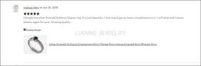 18K Rose Gold Solitaire Filigree Emerald Ring Unique Milgrain Engagement Ring - Lianne Jewelry