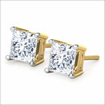 Princess cut Stud Earrings, 3 ct Studs Wedding Earrings, Princess Earrings - Lianne Jewelry