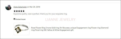 Solitaire Lotus Flower Ring, Leaves Diamond Ring, Unique Engagement ring, 18K Yellow gold Botanical Engagement Ring - Lianne Jewelry