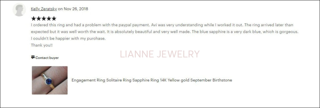 Solitaire Sapphire Ring Halo Ring Engagement Ring Bezel set Sapphire in 14K Yellow gold September Birthstone - Lianne Jewelry