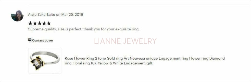 Flower Ring Gold ring Art Nouveau unique Engagement ring Flower ring Diamond ring Floral ring 18K White gold Engagement gift - Lianne Jewelry