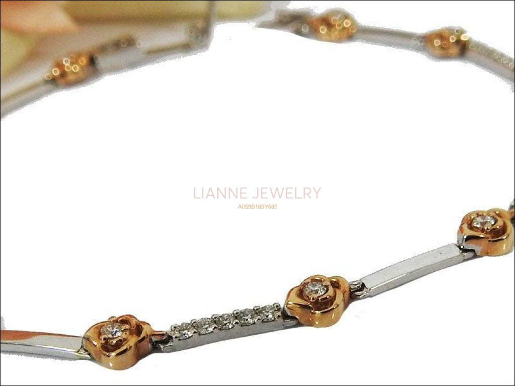 Flower Diamond Bracelet Bracelet Celtic Jewelry Two tone 18K gold 17.4 cm 6.8 inches - Lianne Jewelry