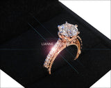 Rose Gold 2.5 ct Filigree Solitaire 6 prongs 18K Victorian Unique Diamond Engagement Ring - Lianne Jewelry